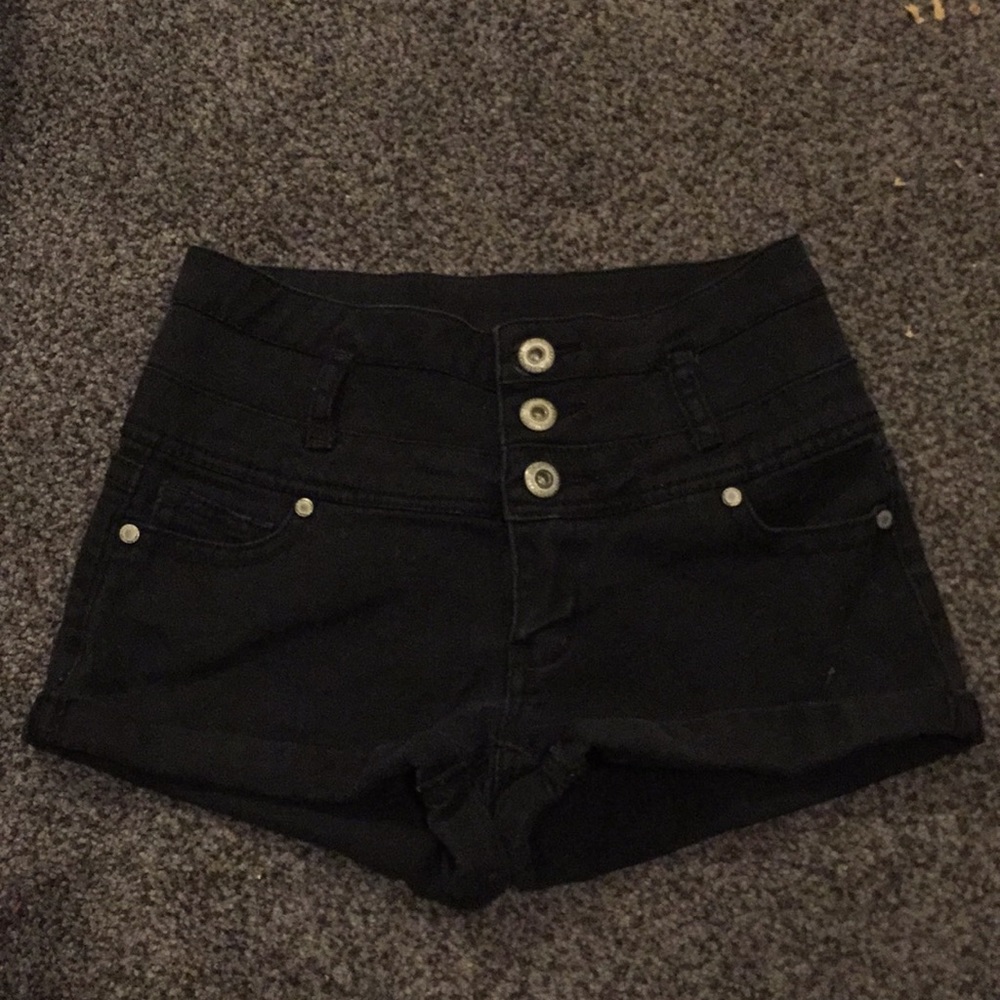 Black jean shorts